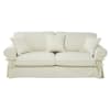 Ausziehbares 3-/4-Sitzer-Sofa aus Baumwolle, elfenbein, Matratze 6 cm